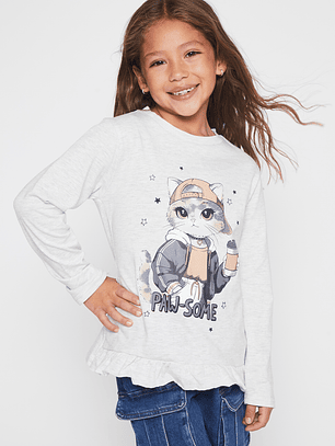 Polera Animalitos Niña Gris Familyshop