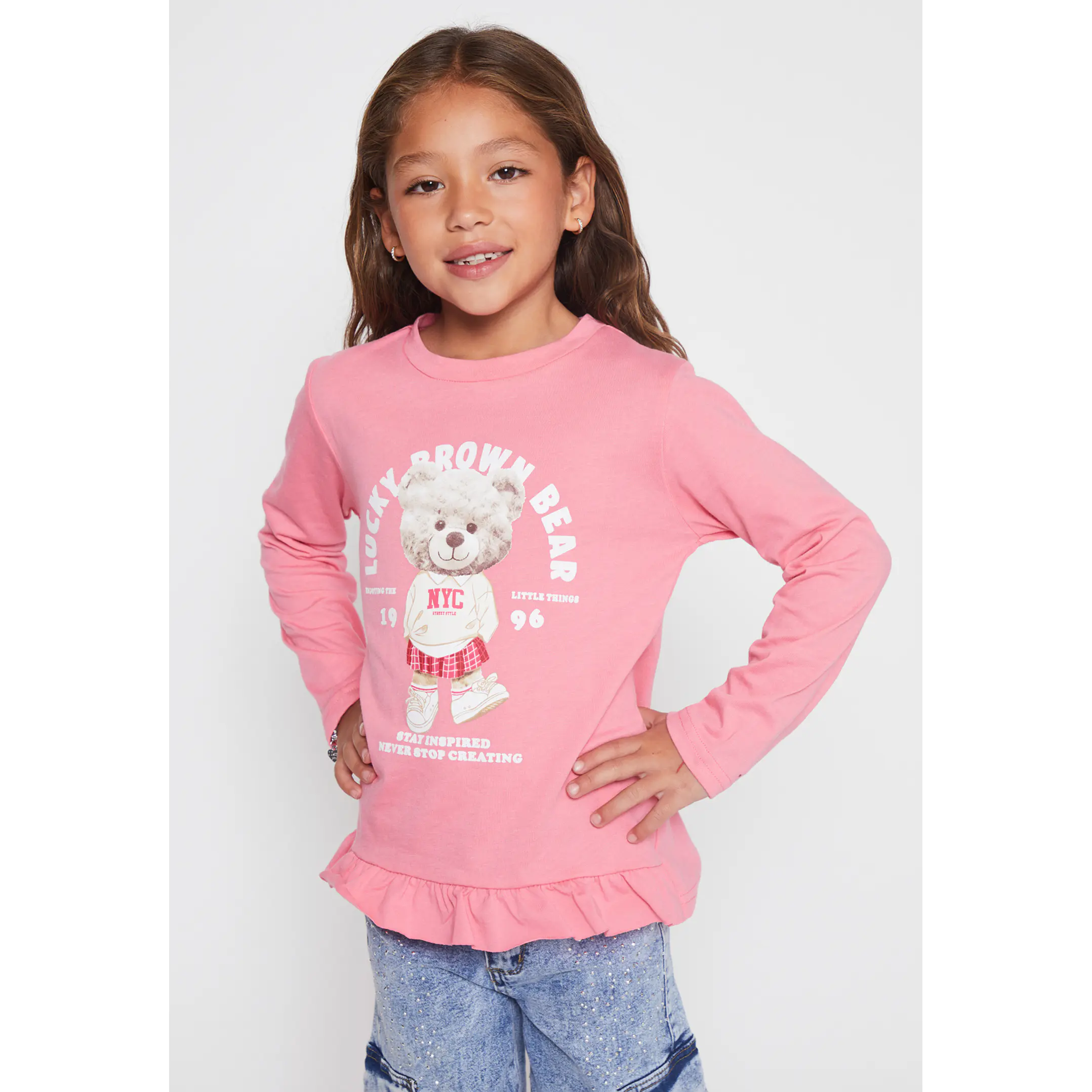 Polera Animalitos Niña Rosado Familyshop 1