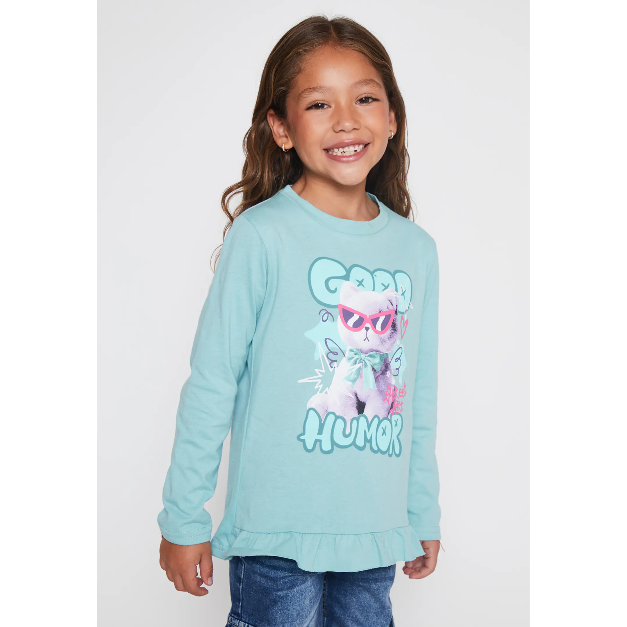 Polera Animalitos Niña Turquesa Familyshop 1