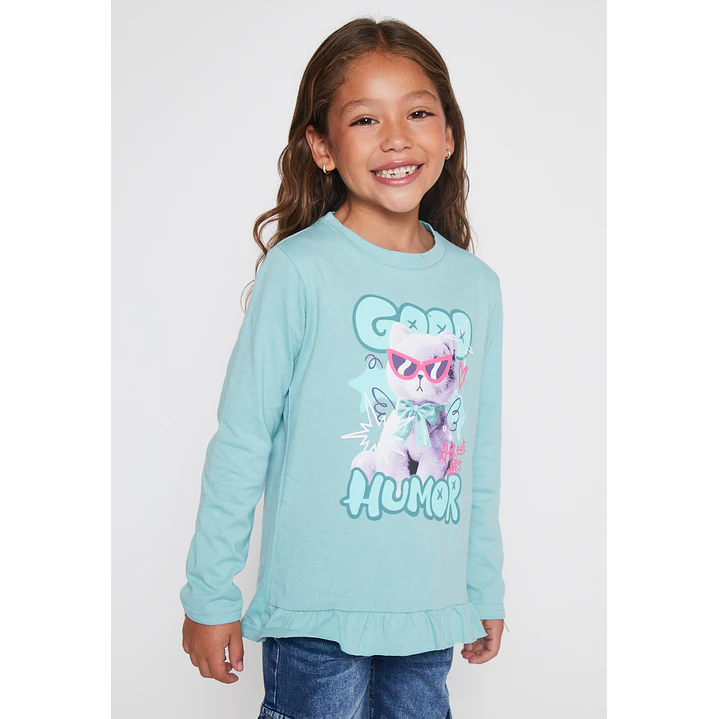 Polera Animalitos Niña Turquesa Familyshop 1