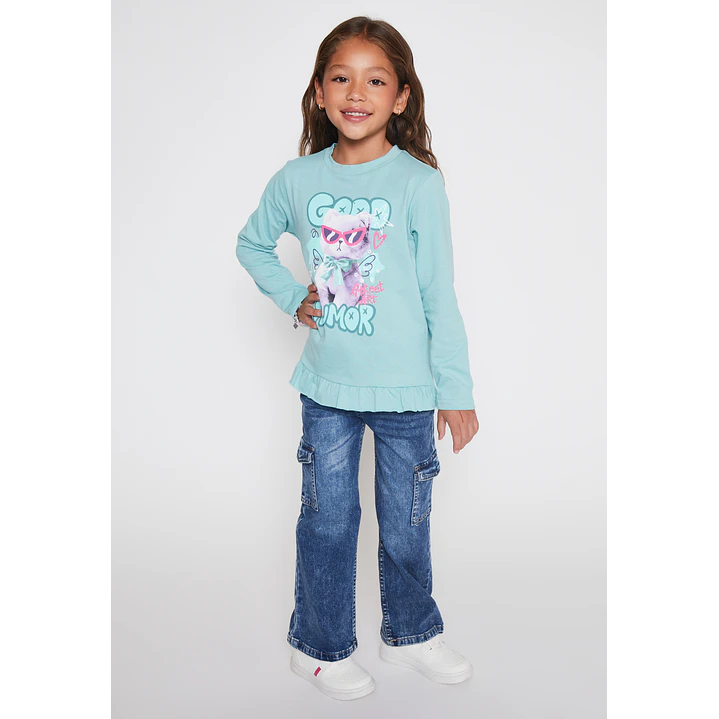 Polera Animalitos Niña Turquesa Familyshop 3