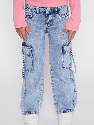 Jeans Cargo Niña Azul Familyshop