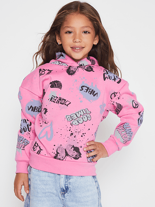 Polerón Graffiti Niña Fucsia Familyshop