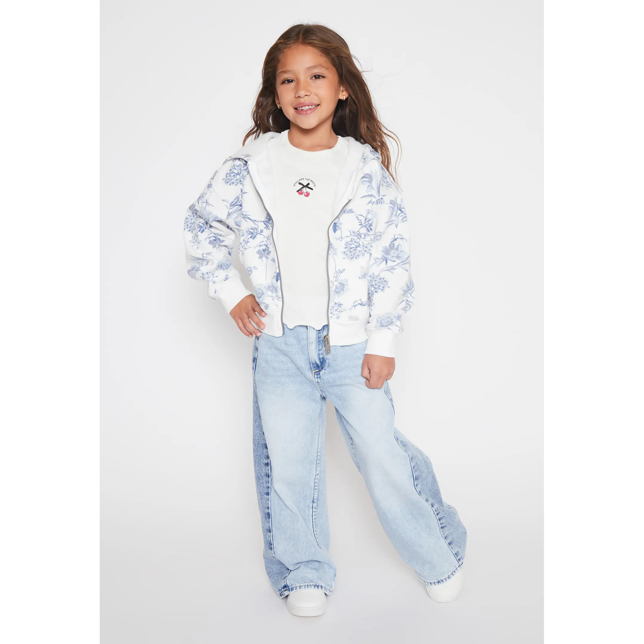 Polerón Floral Niña Azul Familyshop 3