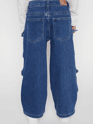 Jeans Cargo Multibolsillo Niña Azul Familyshop