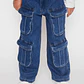 Jeans Cargo Multibolsillo Niña Azul Familyshop - Miniatura 1