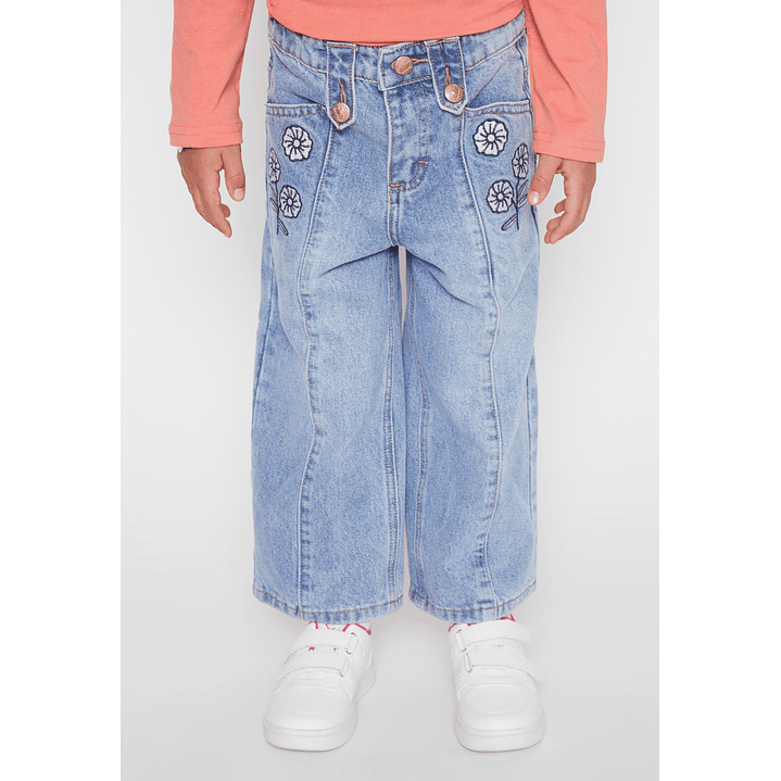 Jeans Wide Leg Flores Niña Azul Familyshop 1