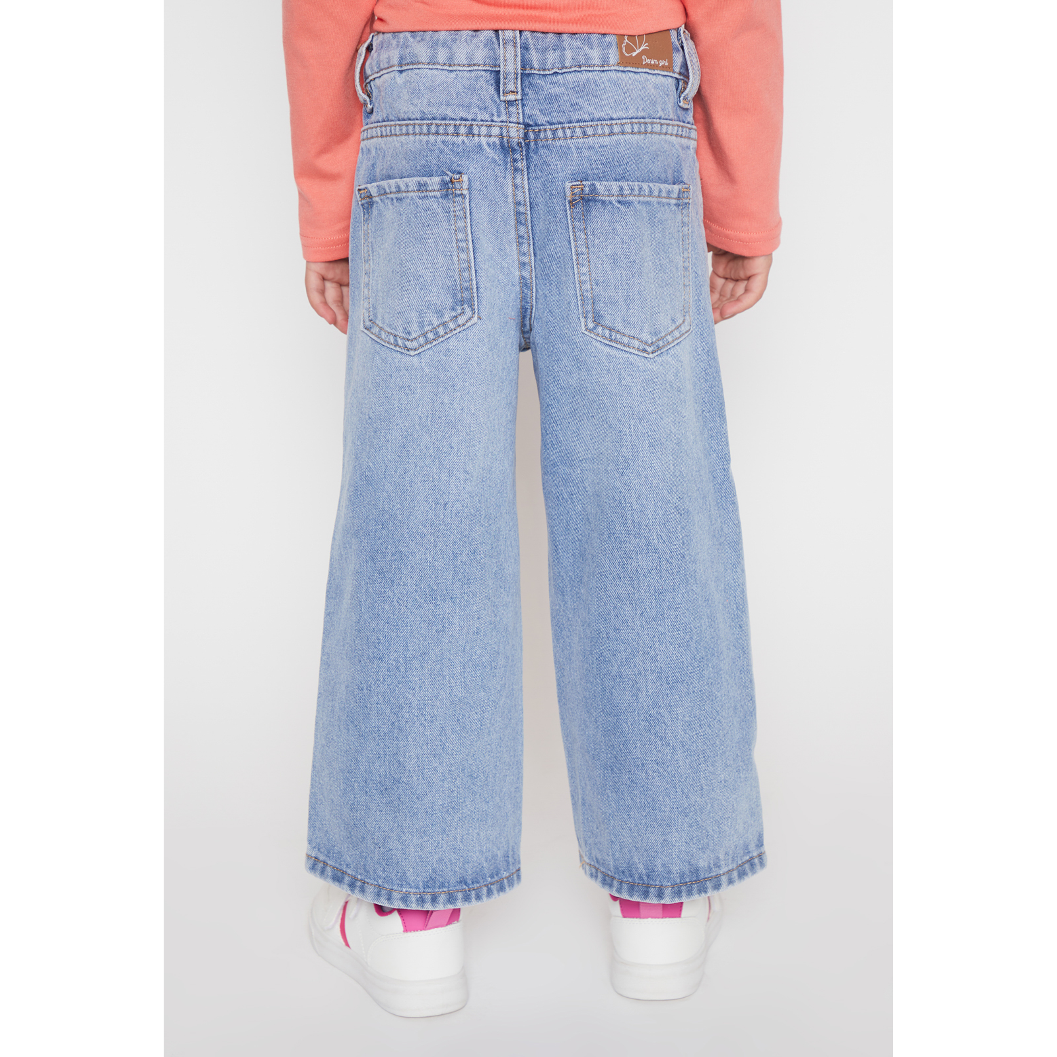 Jeans Wide Leg Flores Niña Azul Familyshop 2