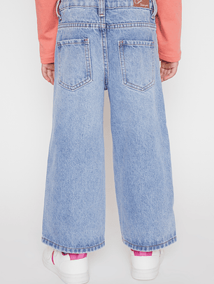 Jeans Wide Leg Flores Niña Azul Familyshop