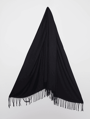Bufanda Pañuelo Flecos Mujer Negro Familyshop