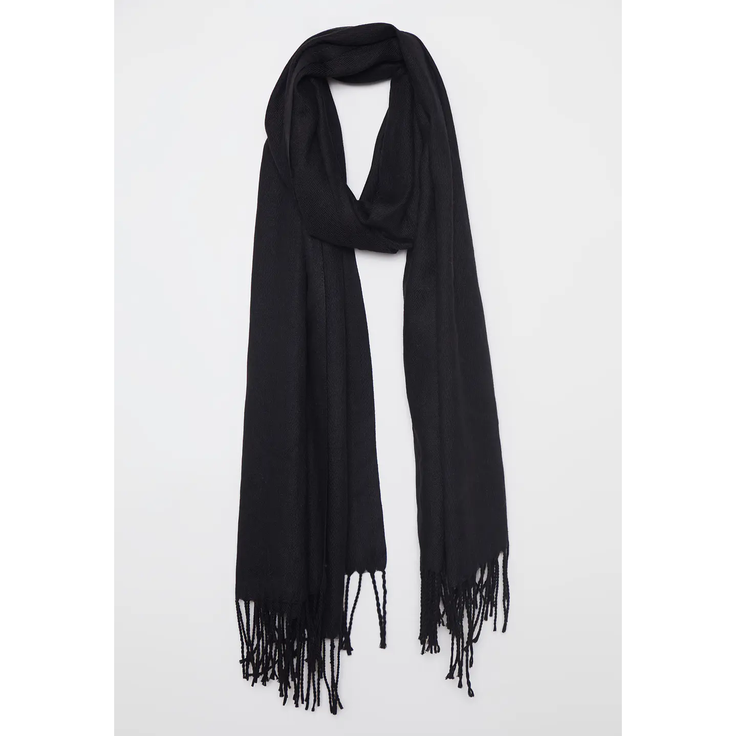 Bufanda Pañuelo Flecos Mujer Negro Familyshop 1