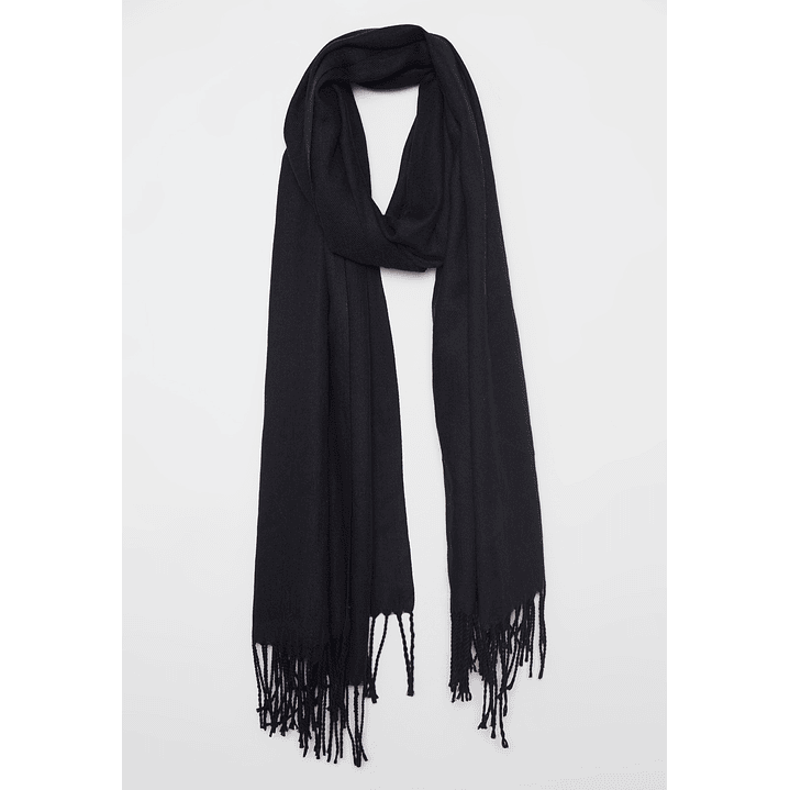 Bufanda Pañuelo Flecos Mujer Negro Familyshop 1