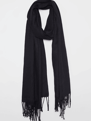 Bufanda Pañuelo Flecos Mujer Negro Familyshop