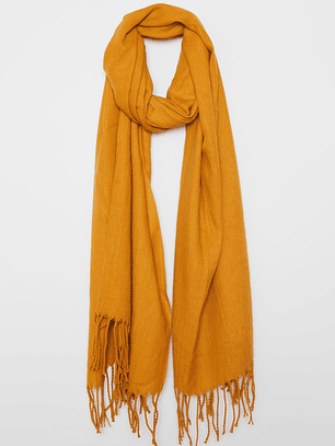 Bufanda Pañuelo Flecos Mujer Mostaza Familyshop
