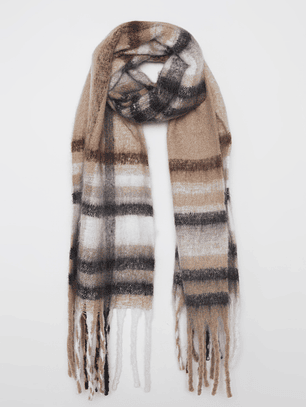 Bufanda Escocesa Mujer Beige Familyshop