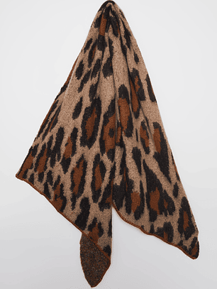 Bufanda Lana Leopardo Mujer Café Familyshop