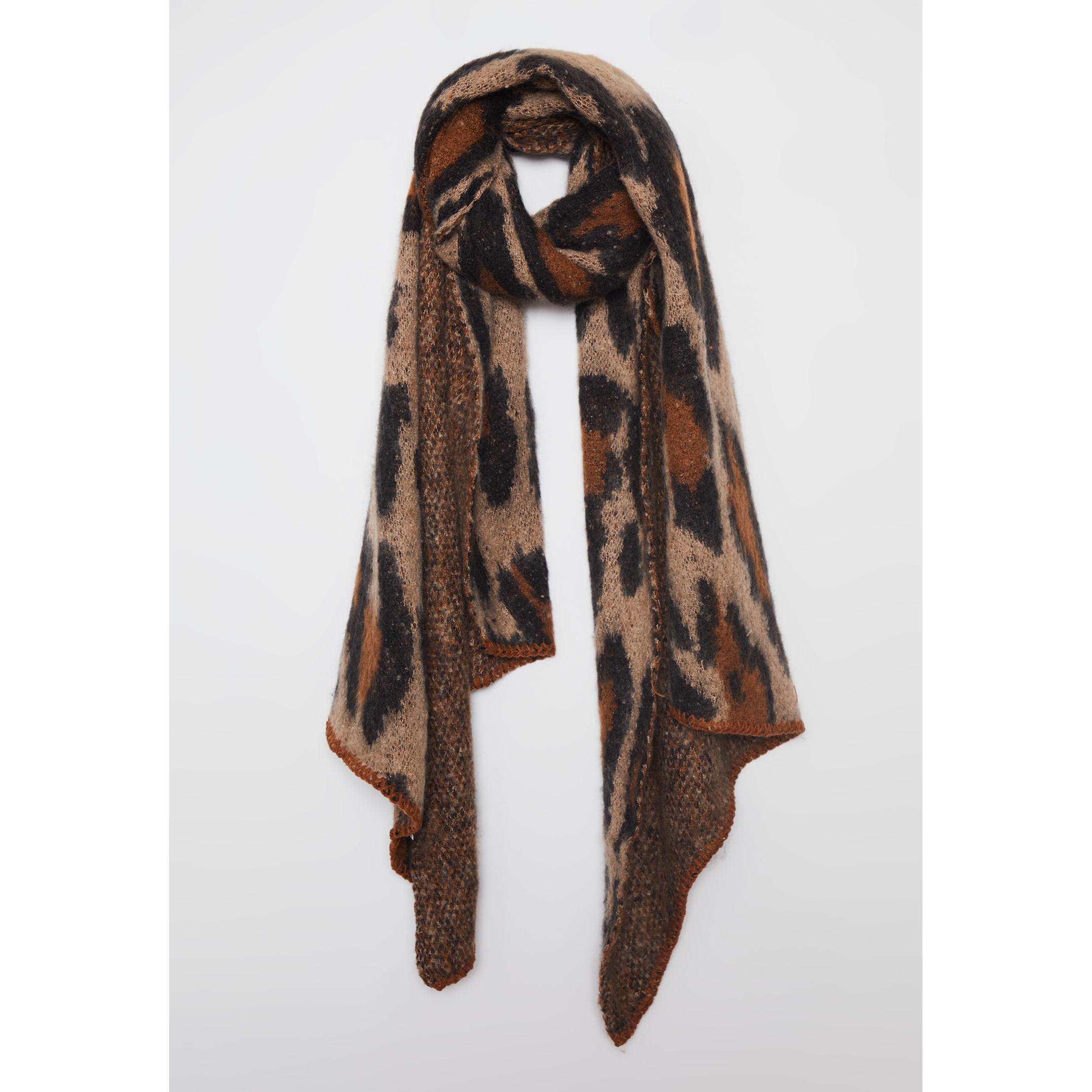 Bufanda Lana Leopardo Mujer Café Familyshop 1