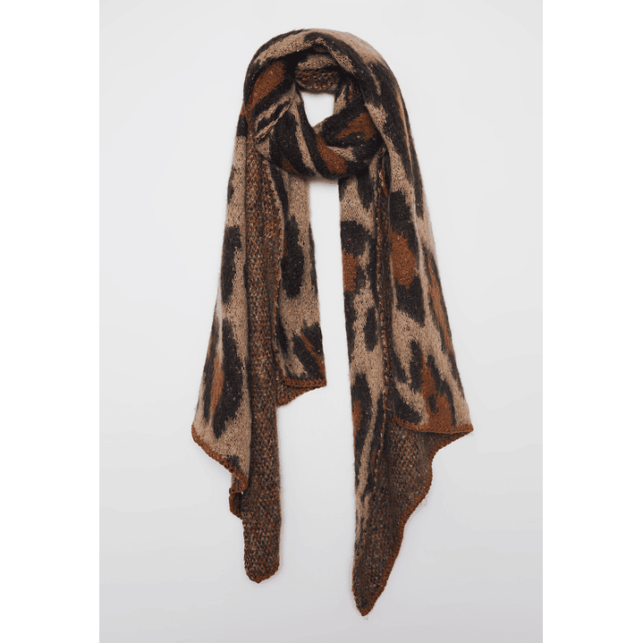 Bufanda Lana Leopardo Mujer Café Familyshop 1