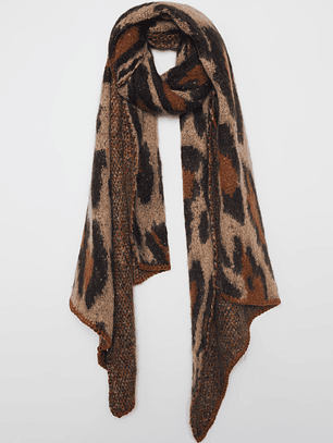 Bufanda Lana Leopardo Mujer Café Familyshop