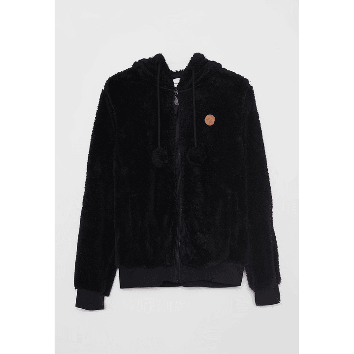 Polar Peludo Pompones Mujer Negro Familyshop 1