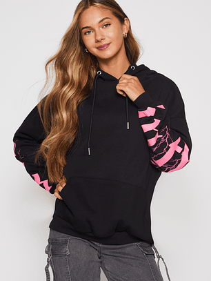 Polerón Mujer Negro Letras Family Shop