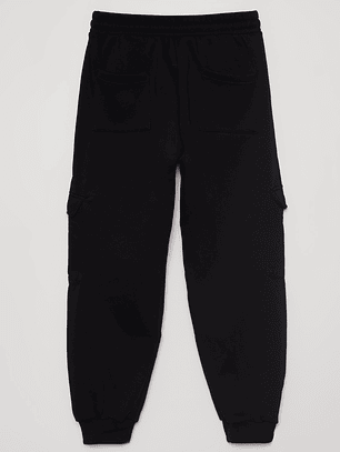 Pantalón Buzo Cargo Cortes Hombre Negro Familyshop