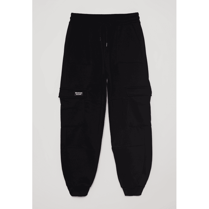 Pantalón Buzo Cargo Cortes Hombre Negro Familyshop 1