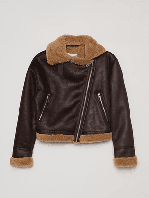 Chaqueta Aviadora Cordero Mujer Café Familyshop