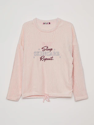 Pijama Polar Bordado Mujer Rosado Familyshop