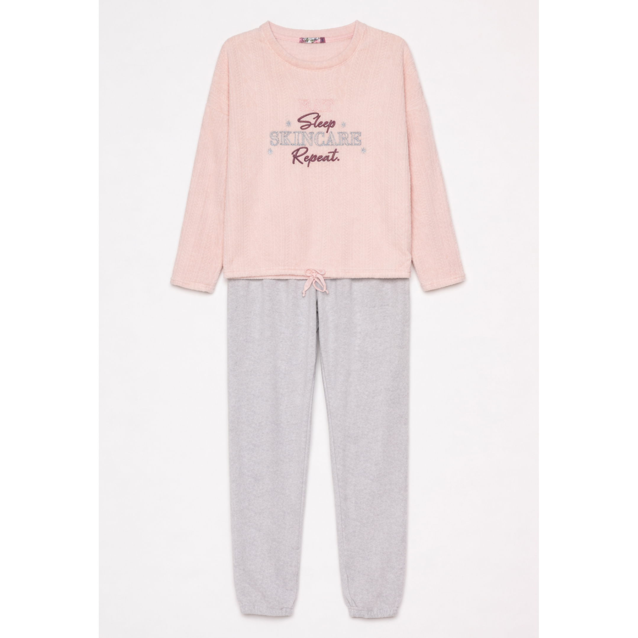 Pijama Polar Bordado Mujer Rosado Familyshop 1