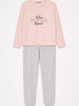 Pijama Polar Bordado Mujer Rosado Familyshop
