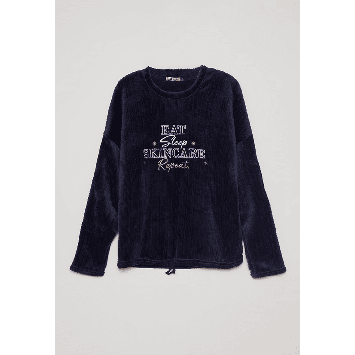 Pijama Polar Texturado Mujer Azul Familyshop 2