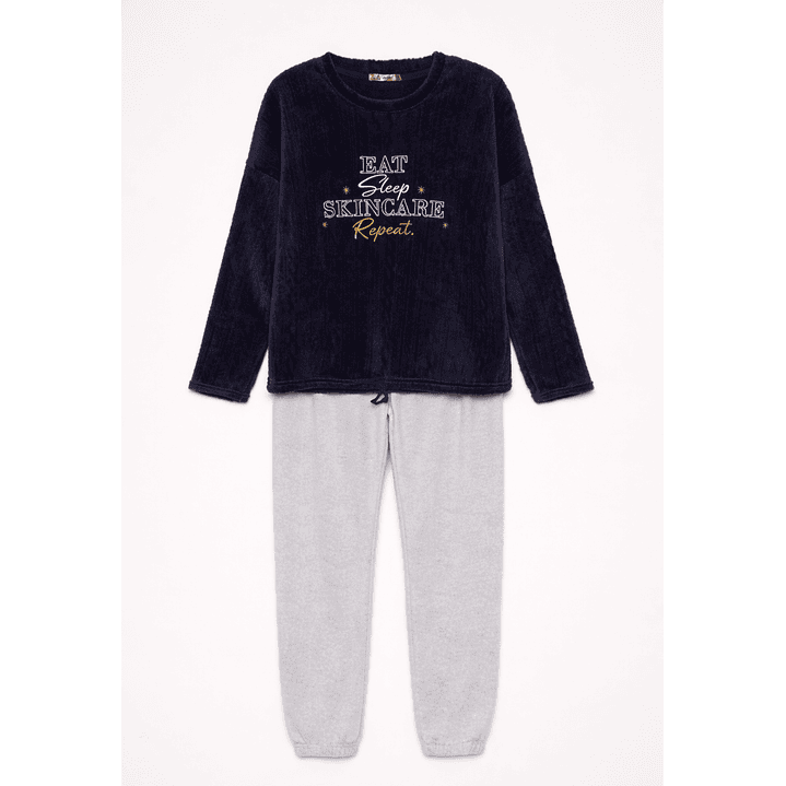Pijama Polar Texturado Mujer Azul Familyshop 1