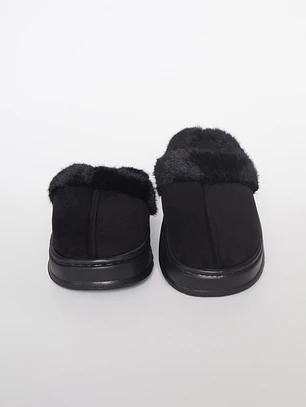Pantufla Chiporro Borde Mujer Negro Familyshop