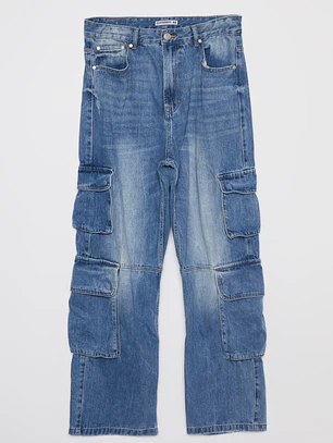 Jeans Cargo Corte Hombre Azul Familyshop