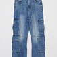 Jeans Cargo Corte Hombre Azul Familyshop - Miniatura 1