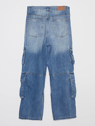 Jeans Cargo Corte Hombre Azul Familyshop