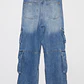 Jeans Cargo Corte Hombre Azul Familyshop - Miniatura 2