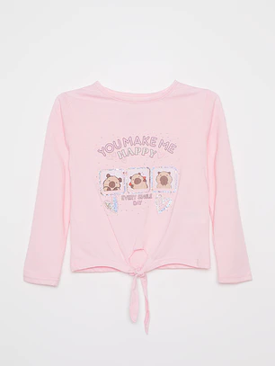 Polera Brillo Niña Damasco Familyshop