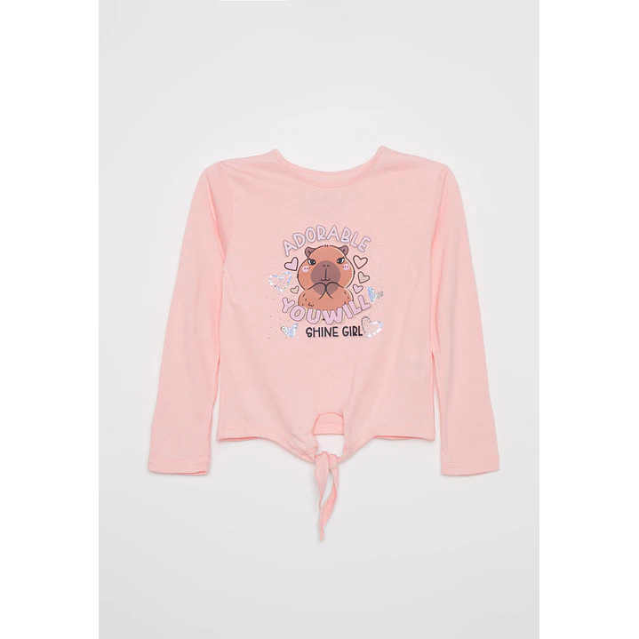 Polera Brillo Niña Rosado Familyshop 1