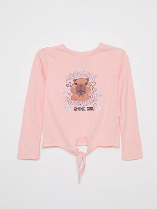 Polera Brillo Niña Rosado Familyshop