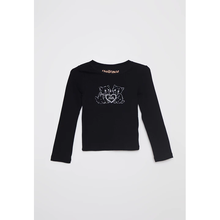 Polera Brillo Niña Negro Familyshop 1