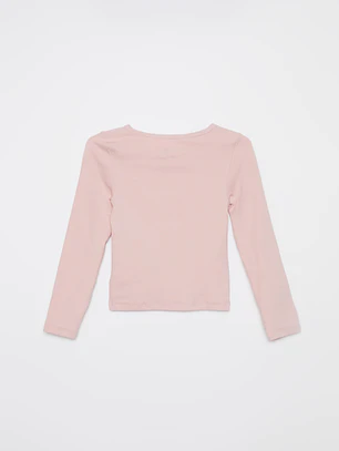 Polera Brillo Perlas Niña Rosado Familyshop