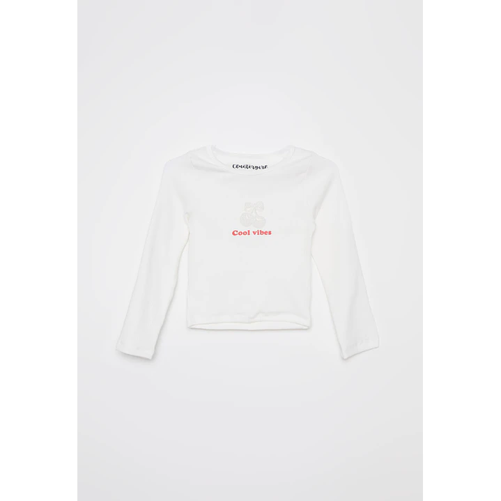 Polera Brillo Niña Blanco Familyshop 1