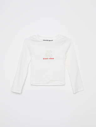 Polera Brillo Niña Blanco Familyshop