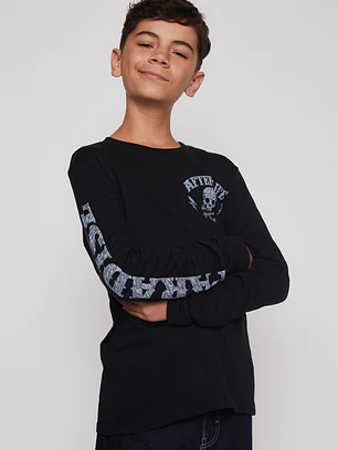 Polera Urban Manga Lolo Negro Familyshop