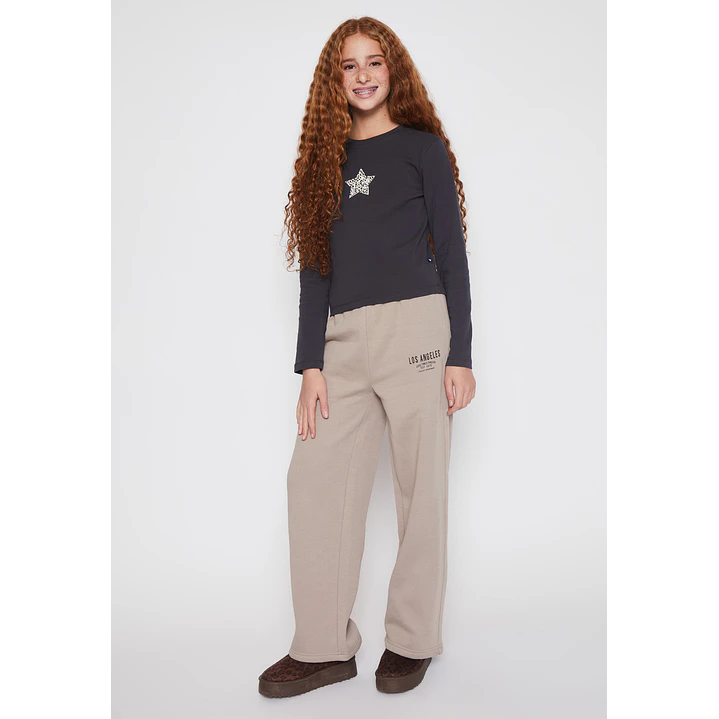 Pantalón Buzo Wide Leg College Lola Beige Familyshop 4