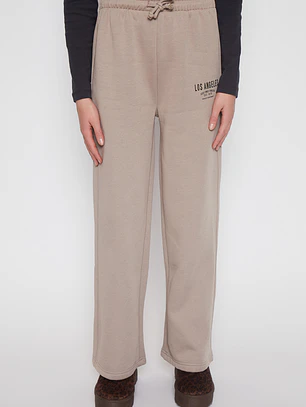 Pantalón Buzo Wide Leg College Lola Beige Familyshop