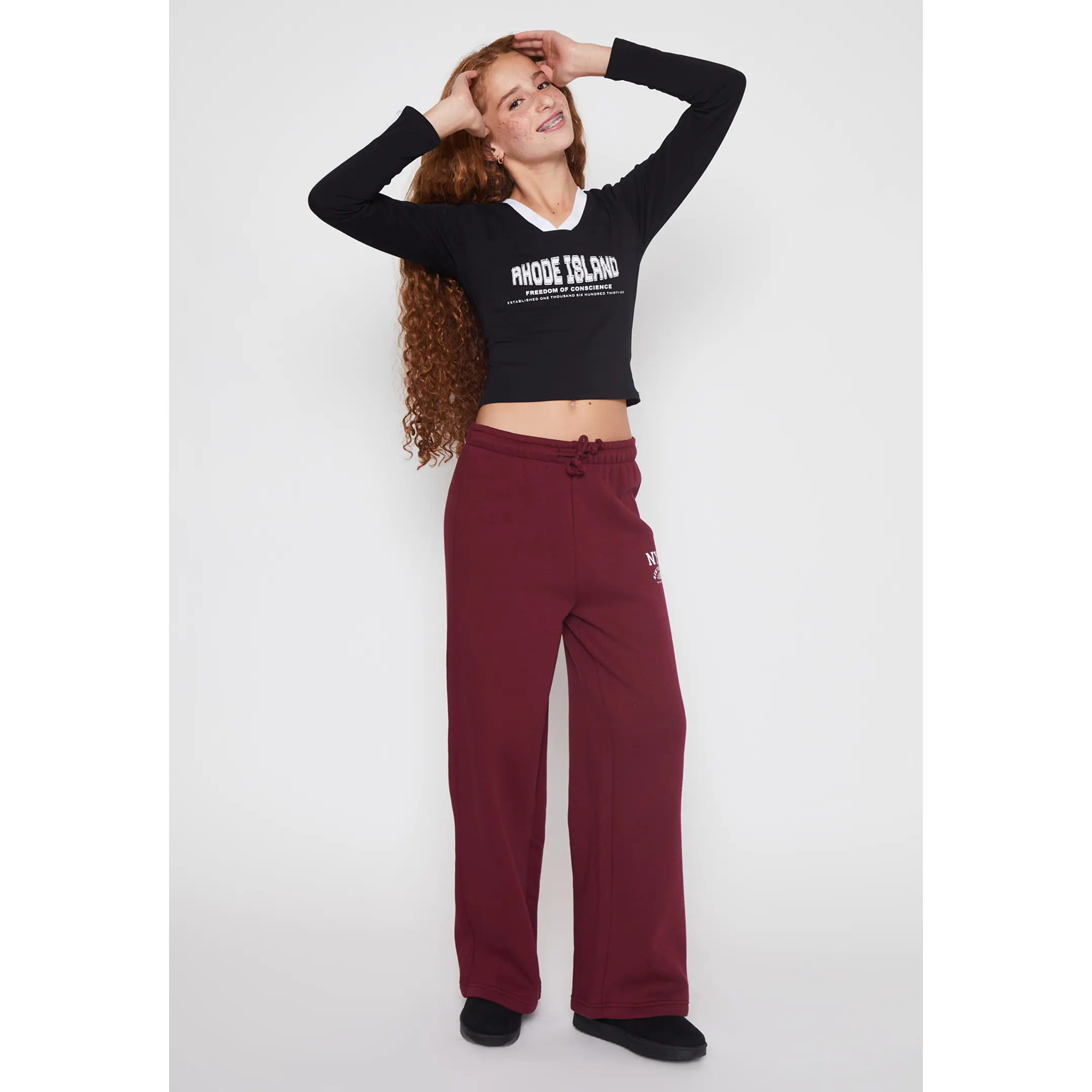 Pantalón Buzo Wide Leg Lola Burdeo Familyshop 2