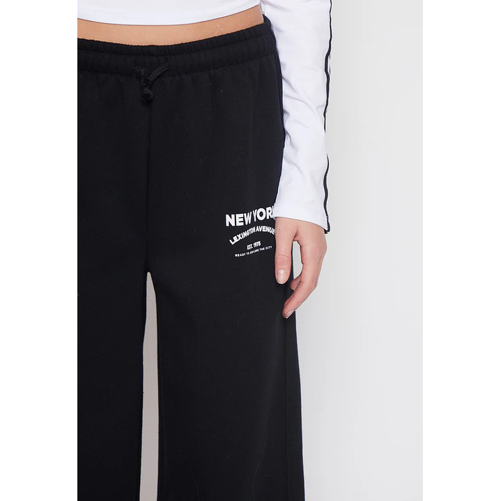 Pantalón Buzo Wide Leg College Lola Negro Familyshop 4